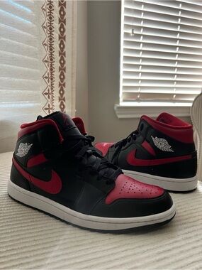 Jordan Men’s High-Top Sneakers in Black and Red